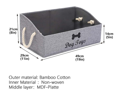 Geyecete Large Dog Toys Storage Bin Foldable Fabric Trapezoid Organizer Snow Grey