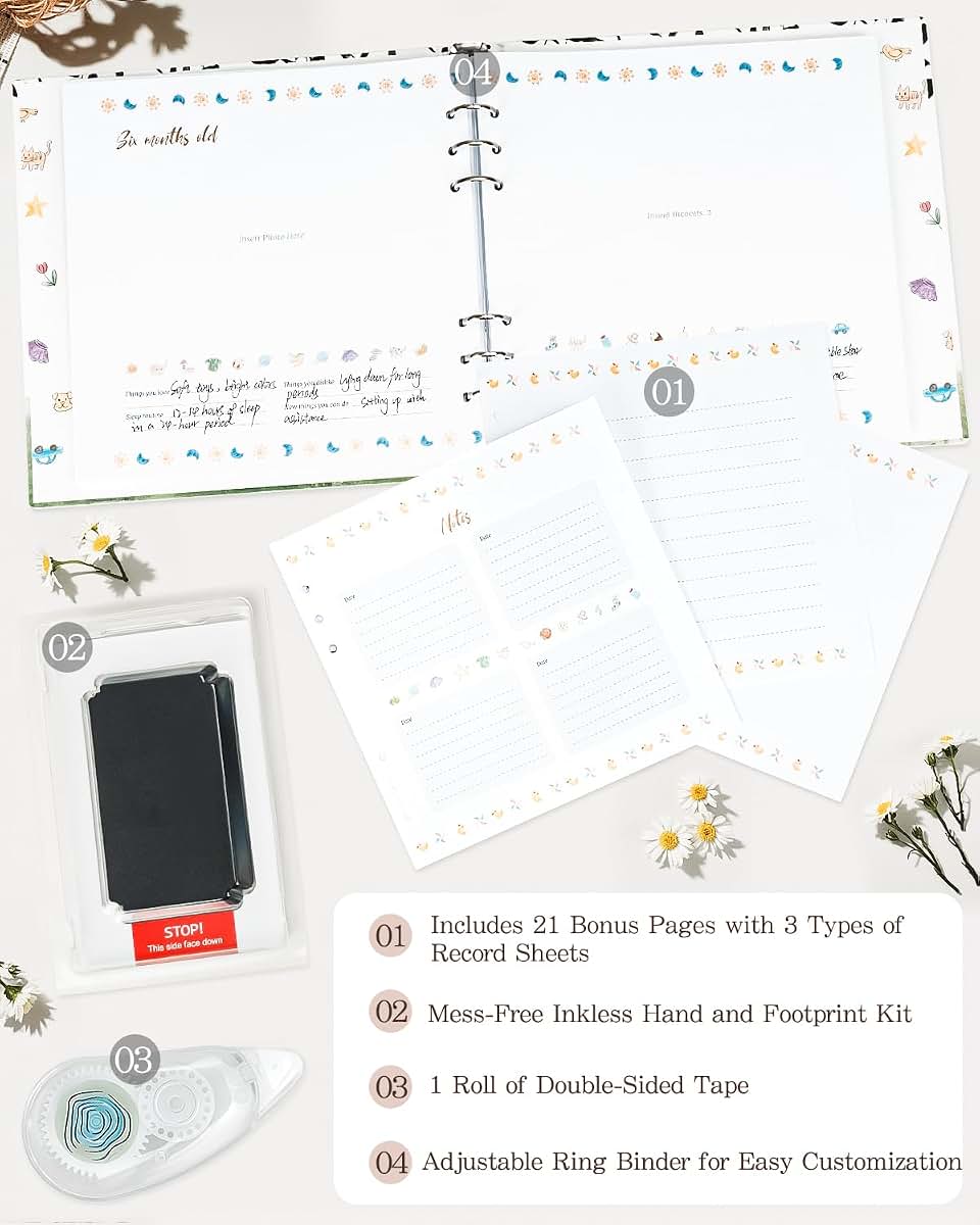 BabyOneStop Baby Memory Book With Removable Rings And Keepsake Journal