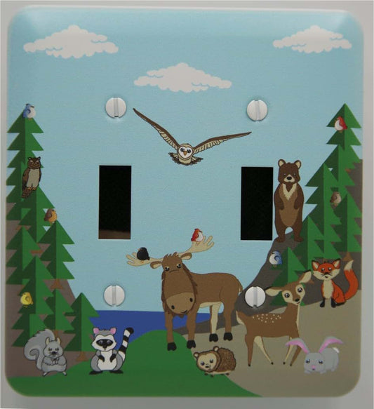 Presto Wall Decals Woodland Forest Animal Light Switch Plate and Outlet Covers, Children's Nursery Decor with a Owls