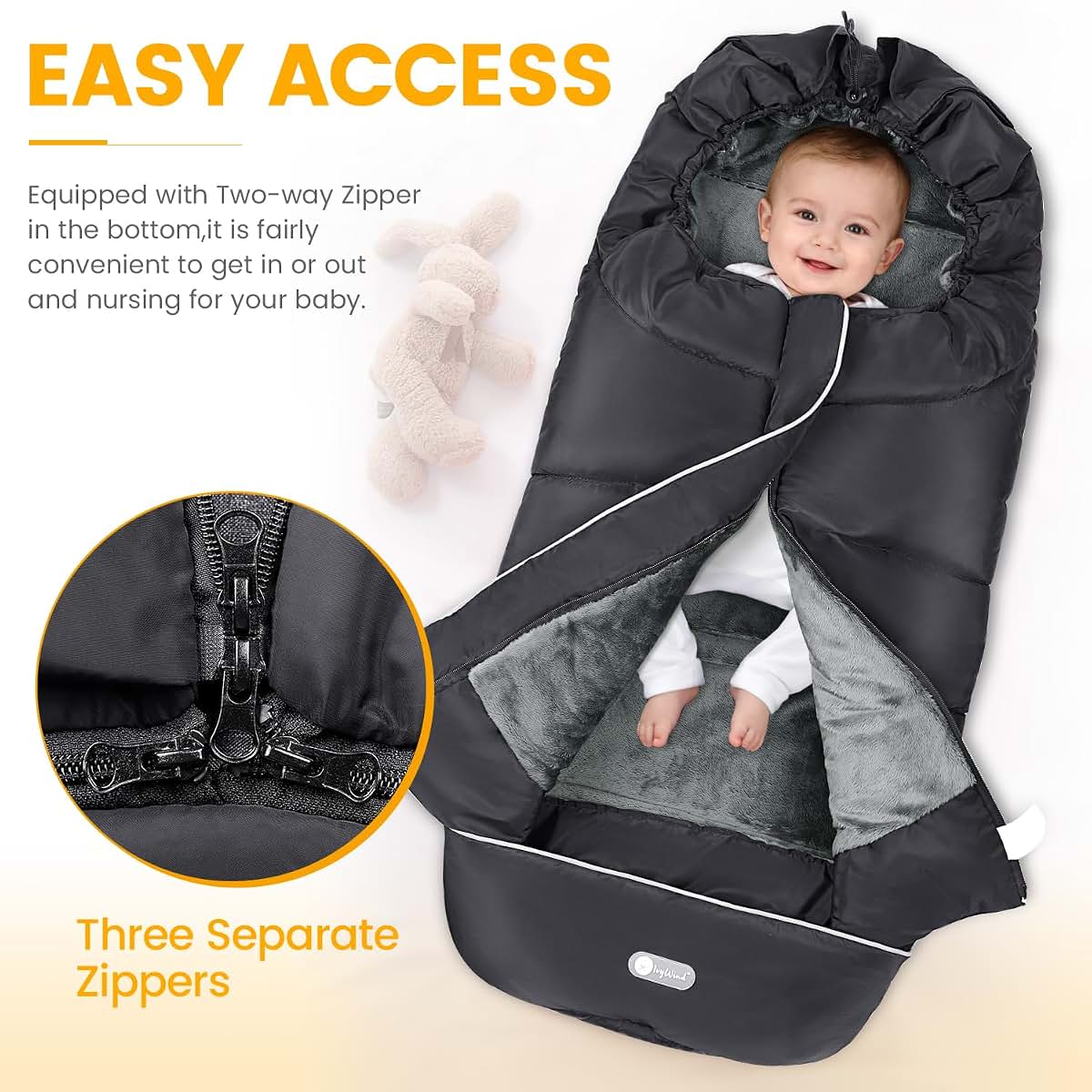 BabyOneStop Stroller Footmuff Universal Baby Bunting Bag with Reflective Strips and Machine Washable Design