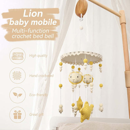 Boho Crochet Lion Baby Crib Mobile for Nursery Decor
