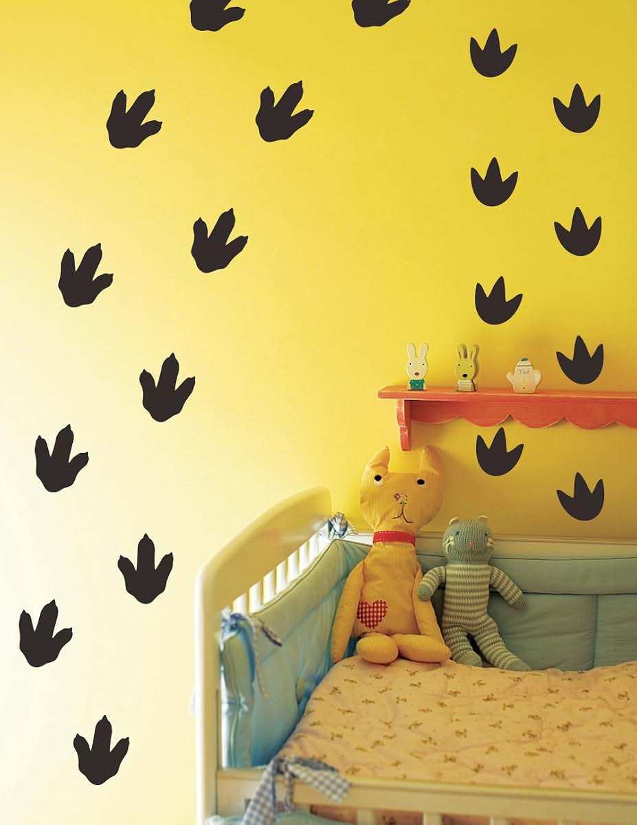 Mozamy Creative Dinosaur Footprints Wall Decals (32 Count) Dinosaur Wall Decals Dinosaur Tracks Decals Removable Peel