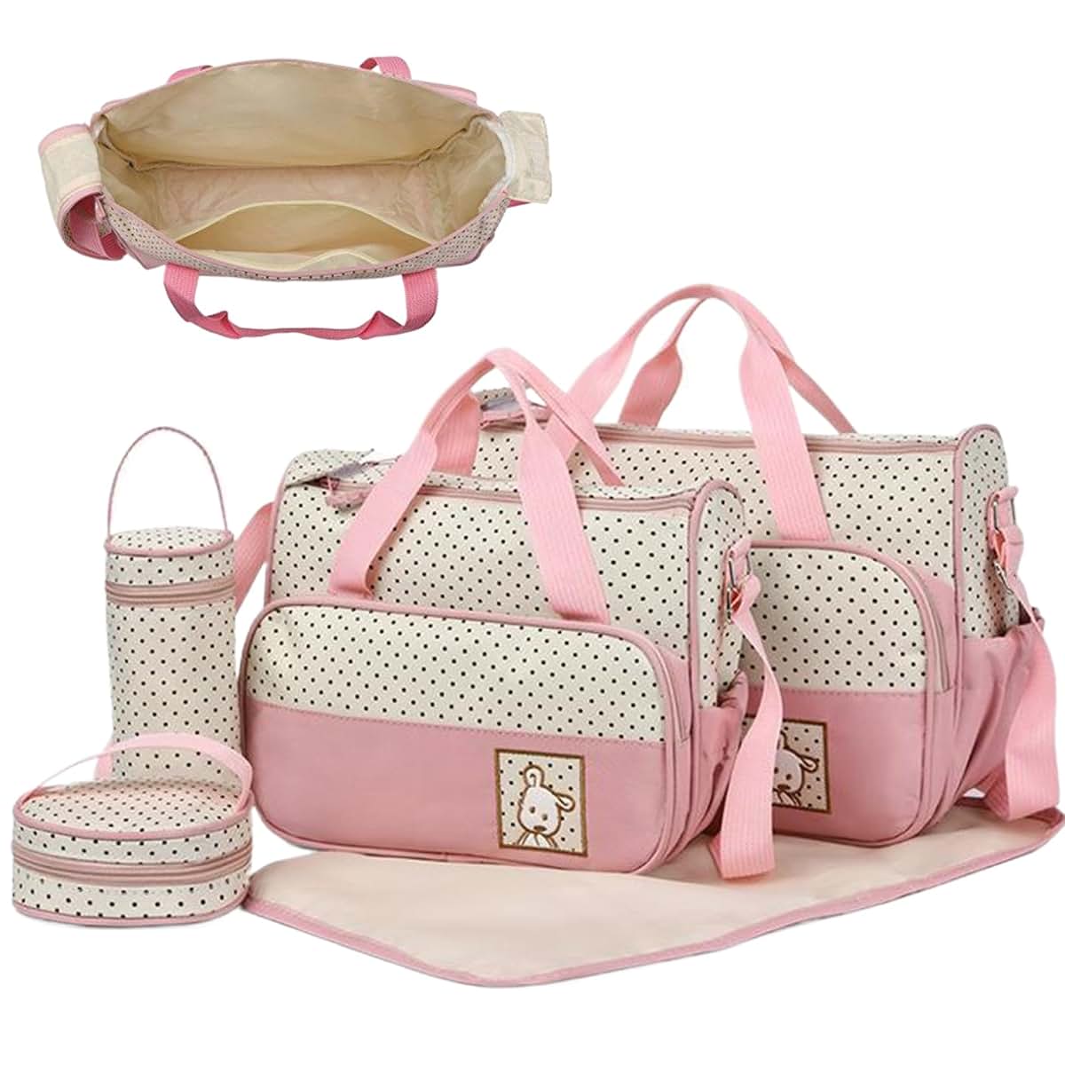 wyjbdwkzs Diaper Bags for Baby Boy 5PCS/Set Water & Dust Proof Multi-functional Diaper Bag with Two Handbags, Bottle