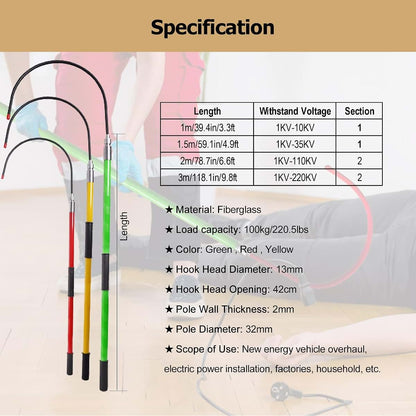 Insulated Rescue Hook 3 Set With Canvas Bags Fiberglass 100kg