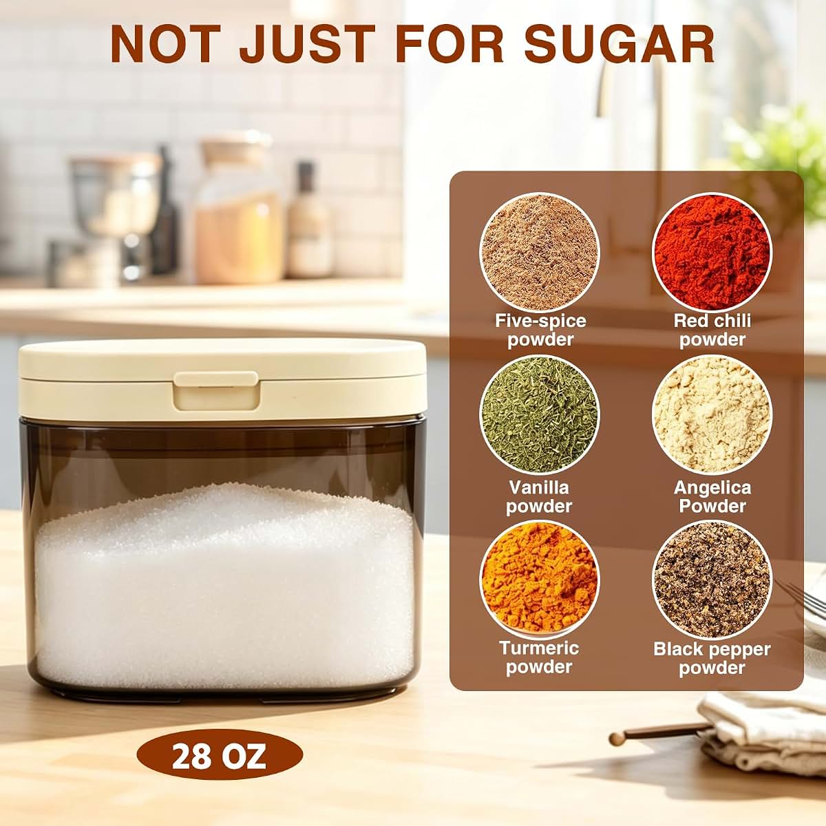QINGQIUYUDA Powdered Creamer Dispenser 28oz Brown Food Container (photo 2)