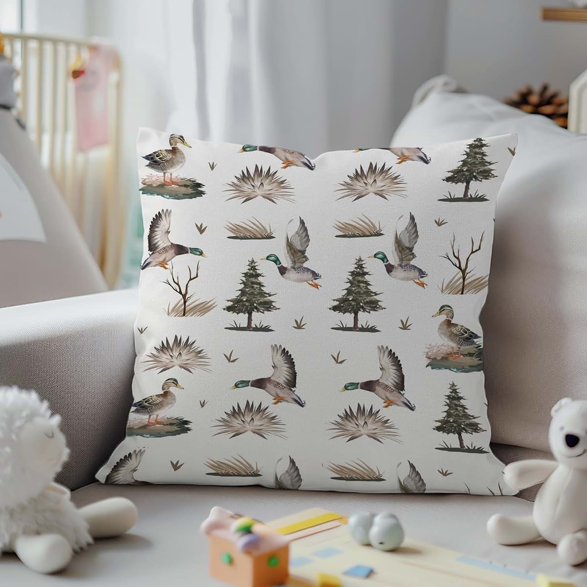 Hwmmbh Mallard Duck Decorative Nursery Pillowcase, 12''x12''