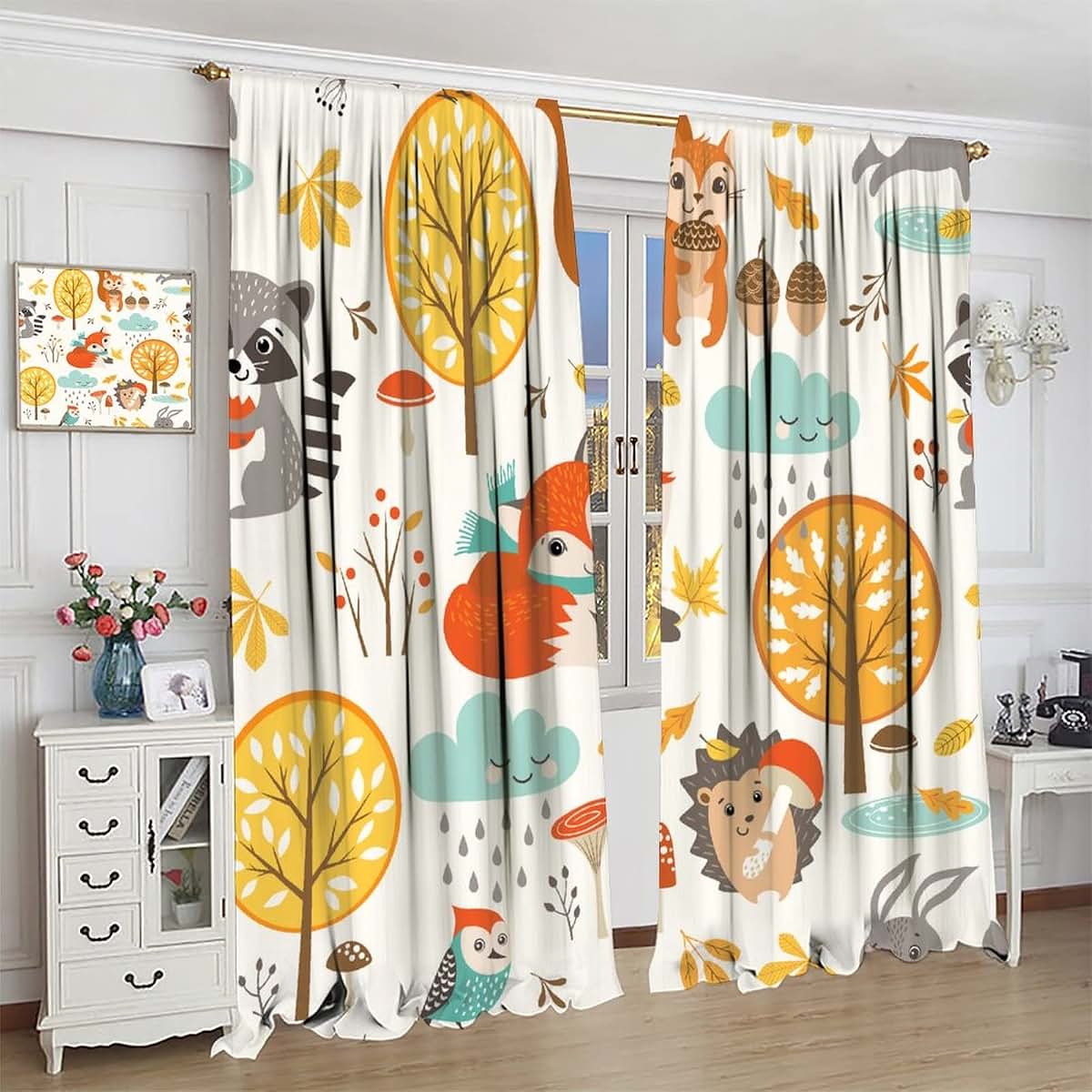 Kids Animal Print Curtains for Nursery & Bedroom Decor