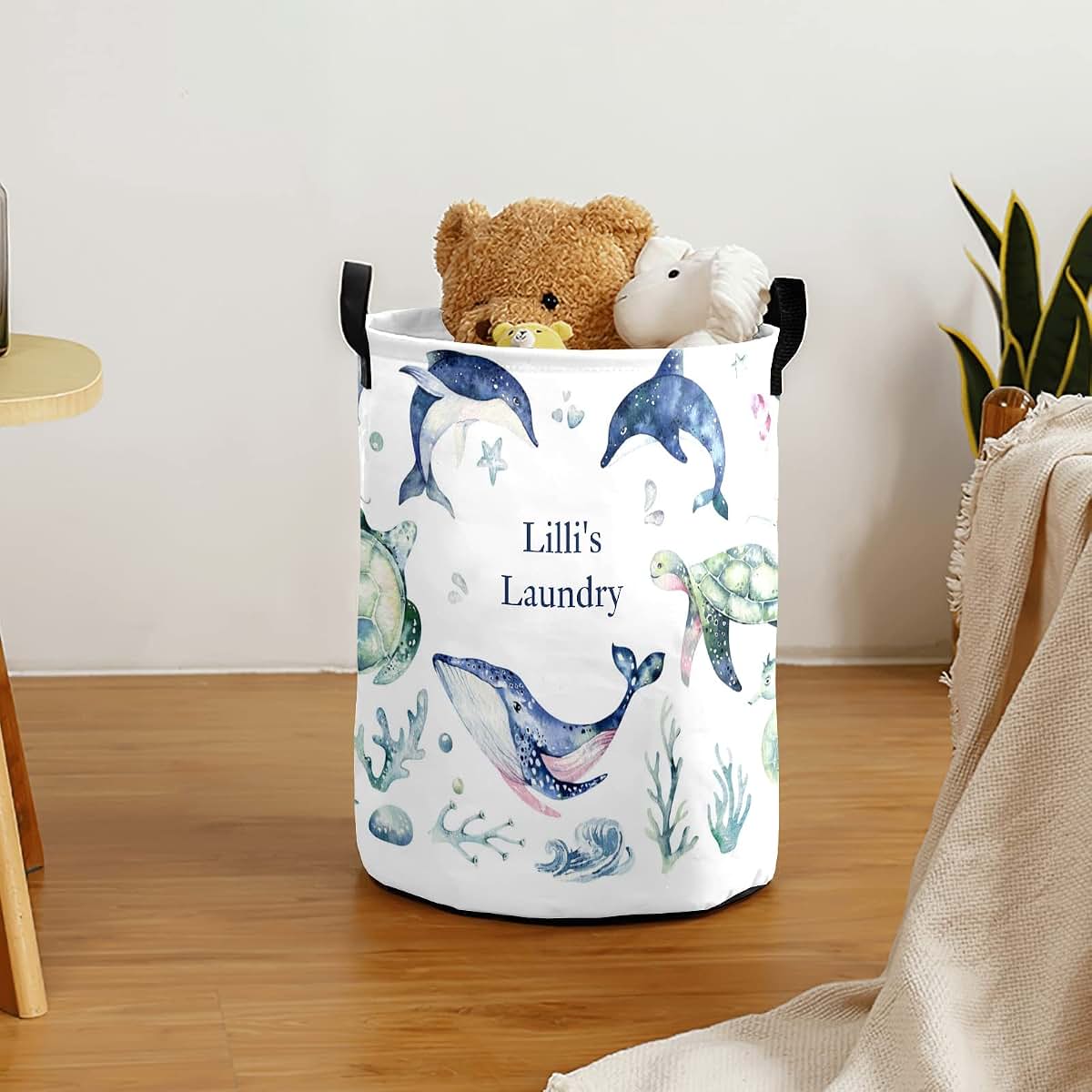 Joyestore Sea Animals Watercolor Ocean Fish Turtle Whale Storage Bin (photo 3)