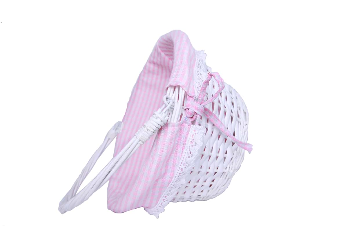 Krzil Round Wicker Storage Basket With Cotton Linen Lining