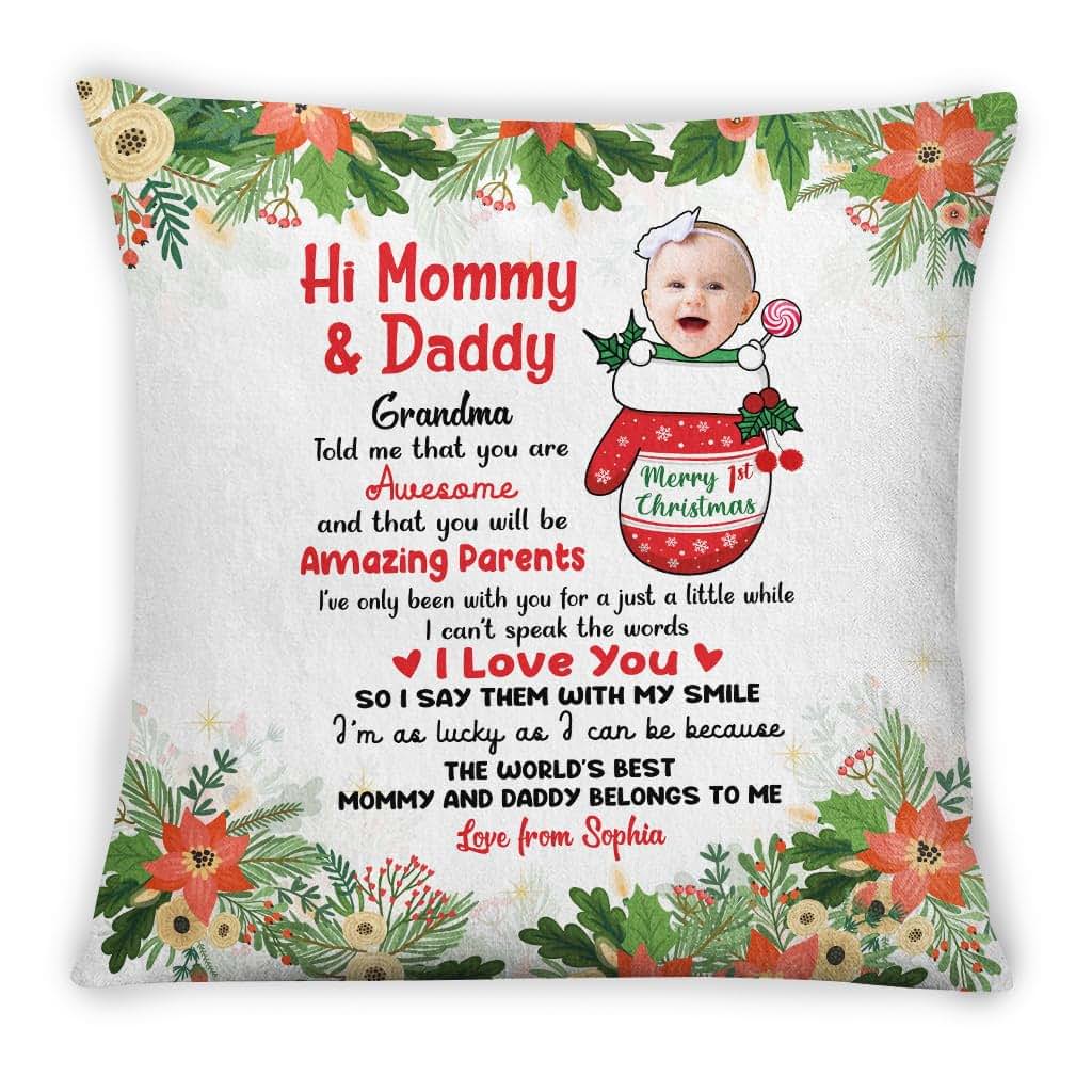 46Custom Personalized Square Pillow for New Parents from Baby Family New Parents Gifts Grandma Told Me You are Awesome