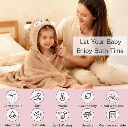 ＤＲＵＮＳＰＤＳ 12 PCS Baby Bath Towels Set, 3 PCS Hooded Baby Towels & 9 PCS Washcloths, 32x32 Inches Ultra Absorbent Cute (photo 3)
