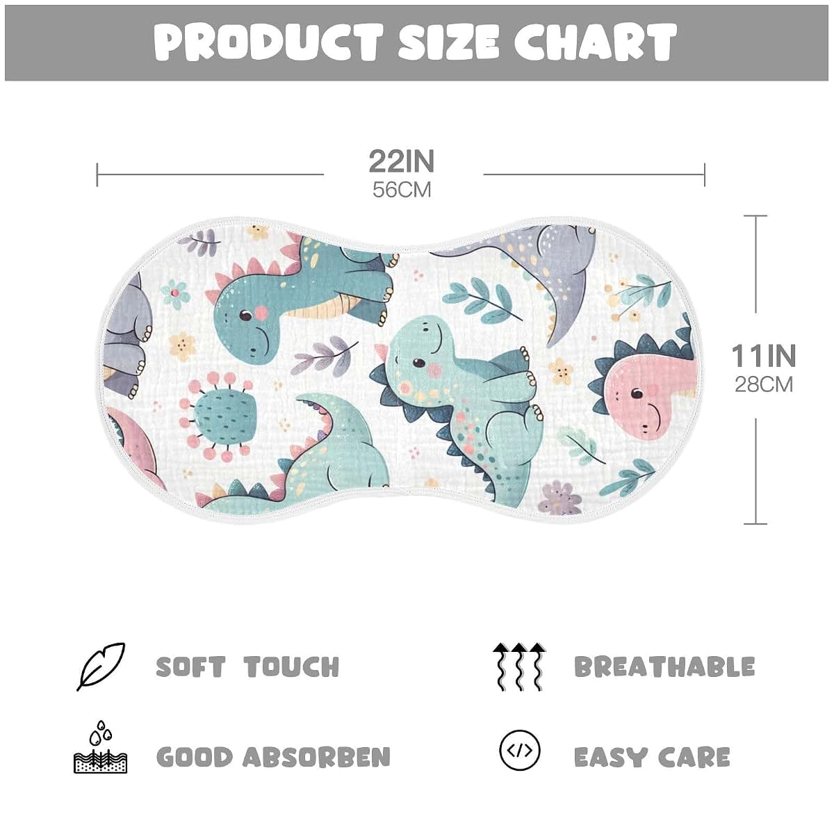 Flildon Muslin Burp Cloths for Baby | 4-Piece Absorbent Bibs