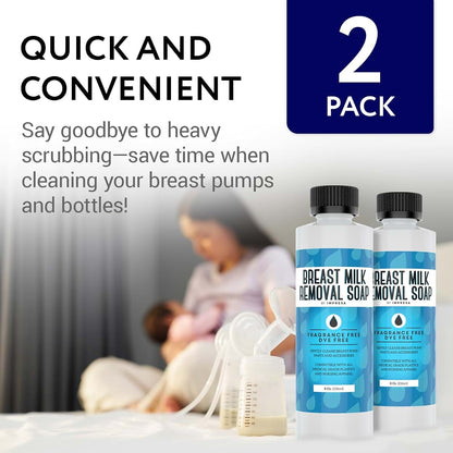 [2 Pack] Breast Milk Removal Soap For Pump Parts, Bottles, Nipples And Nursing Apparel - Made In USA - 16 Ounces