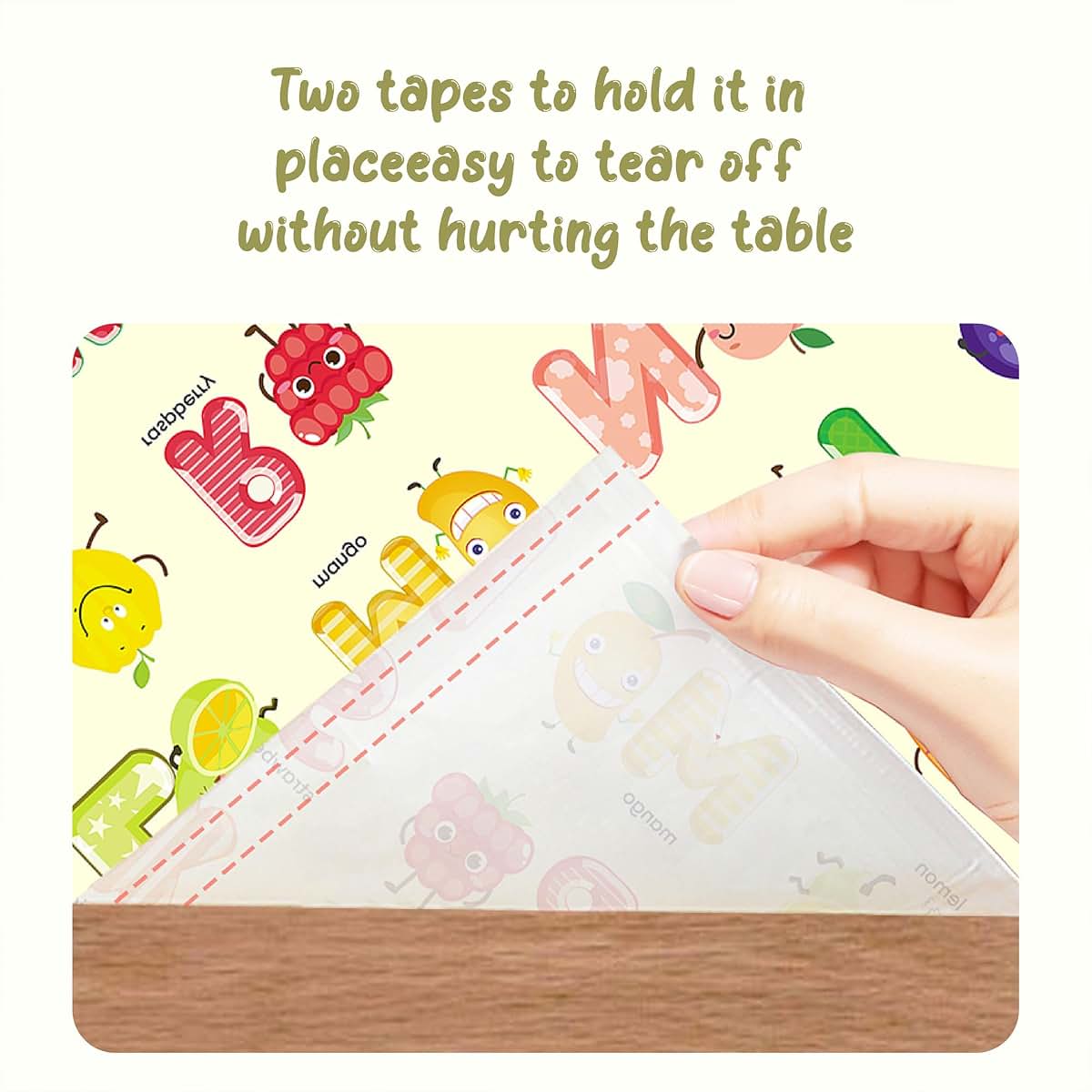 Disposable Placemats for Baby and Toddlers - 60 Pack Fruit Alphabet Table Mats