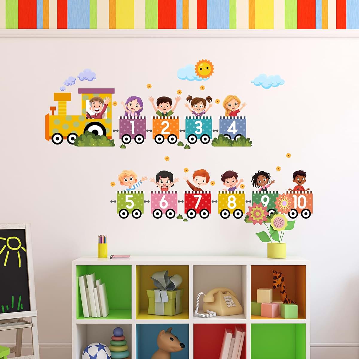 Unonede Train Number Kids Wall Decal