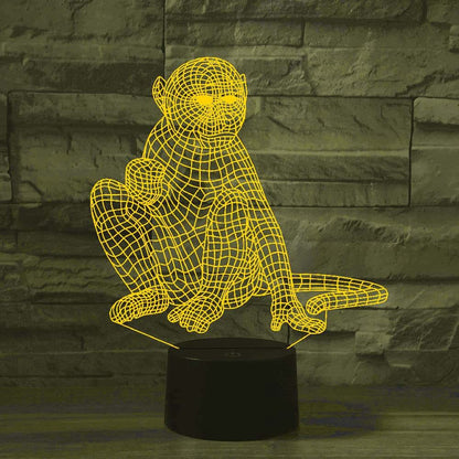 Jinnwell 3D Monkey Night Light Lamp Illusion 16 Color Changing Table Desk Decoration Lamps Acrylic Flat ABS Base USB (photo 3)