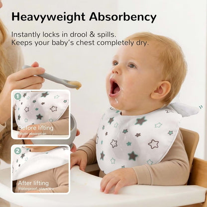 HECCEI 3-Pack Reversible Drool Bibs with 3D Wing