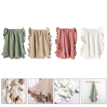 Woedpez Ruffle Edge Knitted Wrap Blanket for Infants (photo 3)