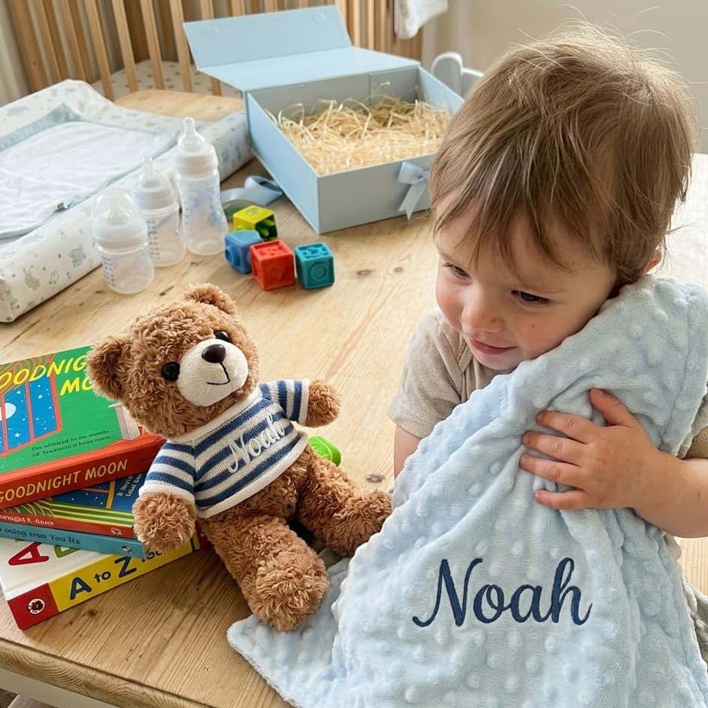 Duckbe Personalized Baby Blanket With Bear Set