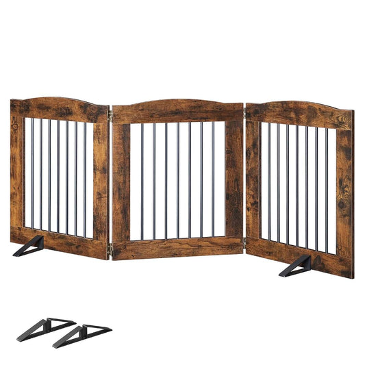 Hoobro Indoor Dog Gate With Support Feet, 3-Panel Freestanding Pet Fence