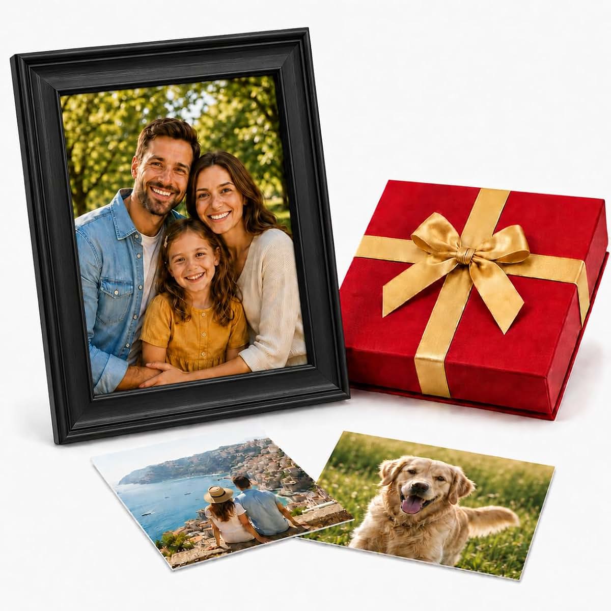 IndiPRO Custom Photo Print with Solid Wood Frame & Gift Box, Personalized Framed Picture Gift, Premium Archival Print