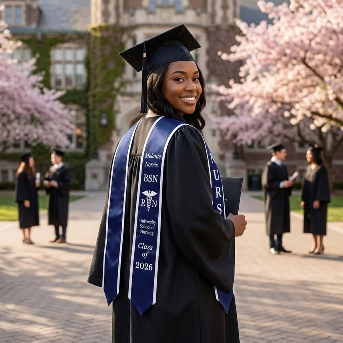 Noni Custom Graduation Nursing Stole, Personalized Grad Sash (photo 2)