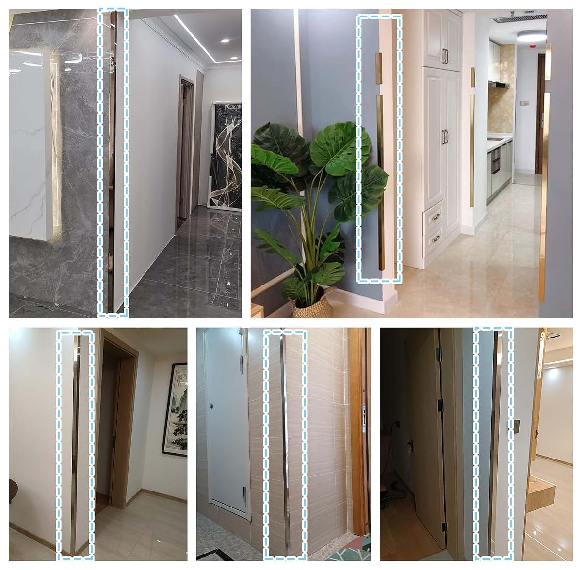 HOBGSL 3 Pcs Wall Corner Guard Stainless Steel, Self Adhesive Wallpapers Corner Protector Strips/ Peel and Stick Edge (photo 2)