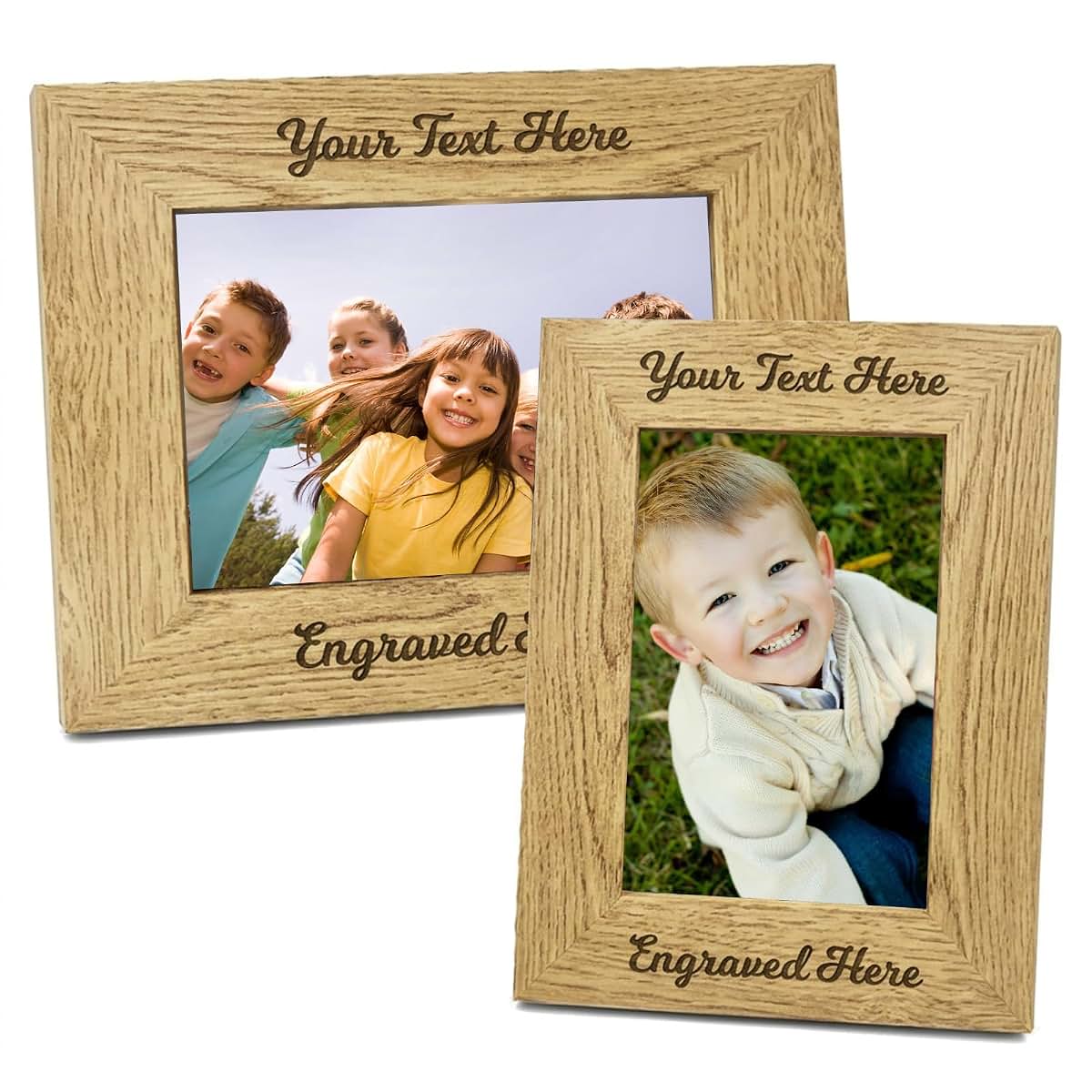 WBW Personalized Engraved Wood Photo Frame, Custom Text ＆ Picture 4x6/5x7 Frame