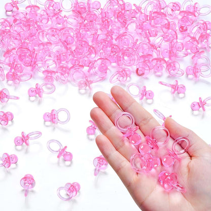 BabyOneStop 50 Pcs Mini Pink Pacifiers for Baby Shower Games and Party Decorations