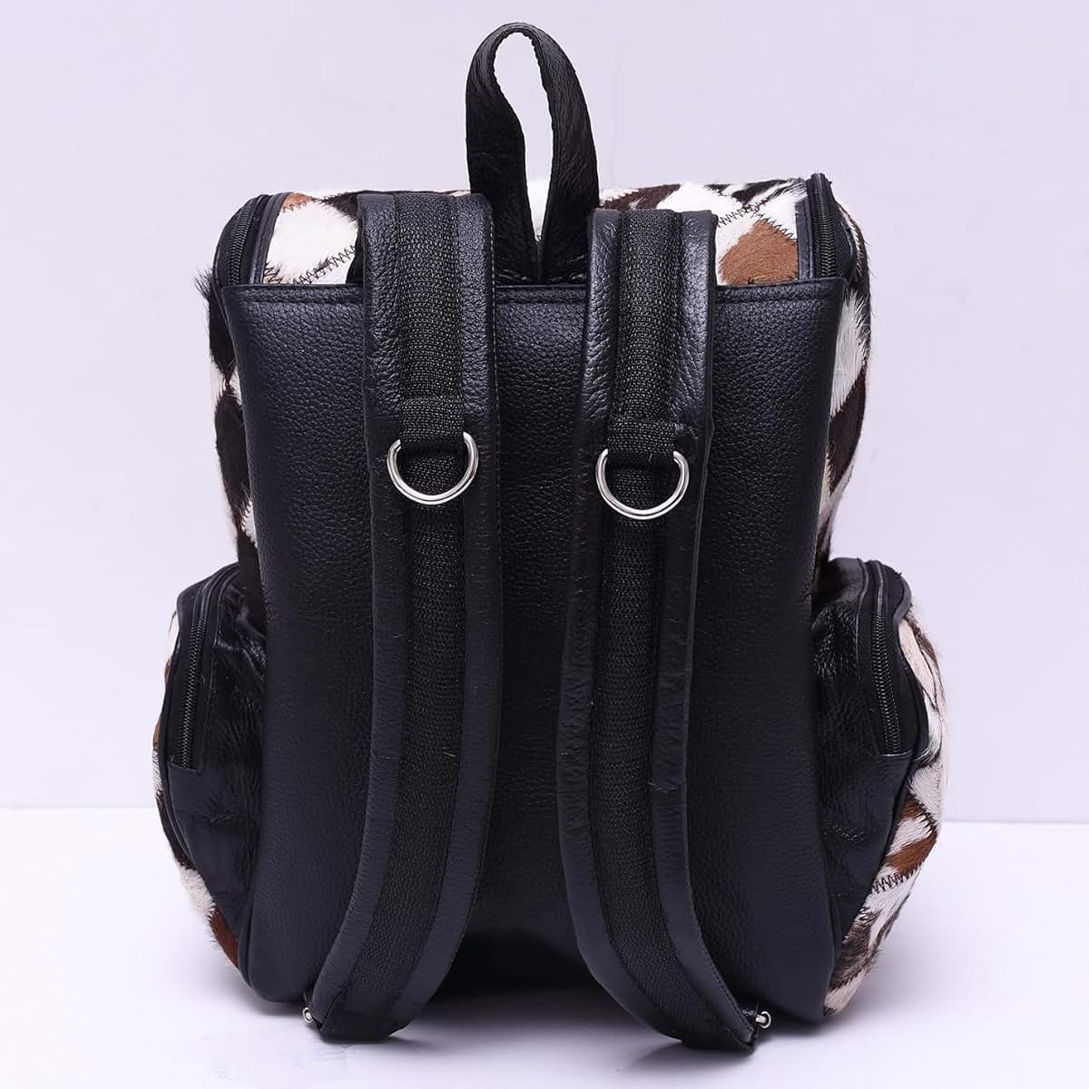 Cowhide Patchwork Diaper Backpack for Women - Daypack Travel Shoulder Bag