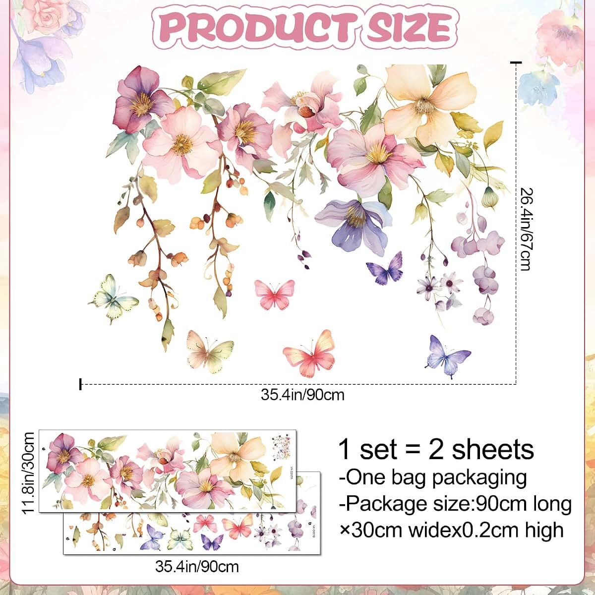 Drwssr Flower And Vines Wall Decals For Girls Bedroom (photo 2)