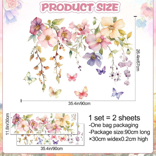 Drwssr Flower And Vines Wall Decals For Girls Bedroom (photo 2)