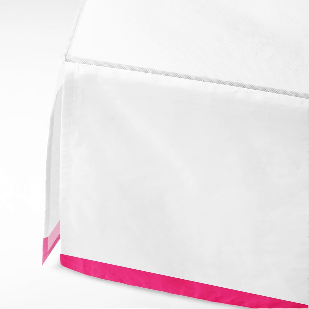 Bacati - Mix N Match White with Band at Bottom Crib Skirt (Pink) (photo 2)