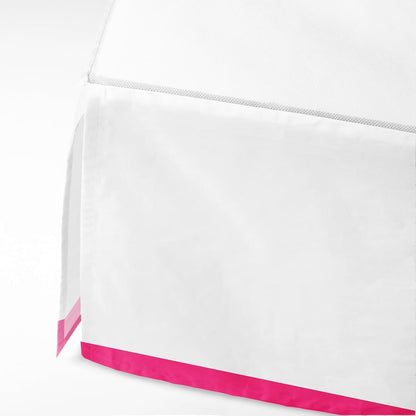 Bacati - Mix N Match White with Band at Bottom Crib Skirt (Pink) (photo 2)