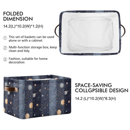 Pfrewn Collapsible Storage Basket Space Planets Comets Dark Rectangular Organizer