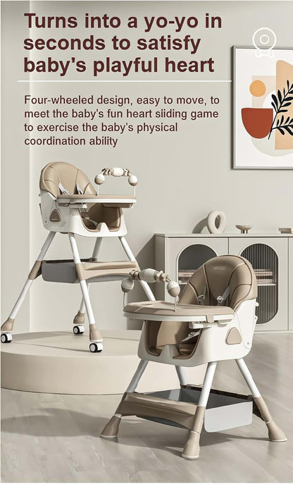 Magic ZC PU Leather Baby High Chair with Rocking Mode, High Chair for Babies and Toddlers, Detachable Dining Plate (photo 4)