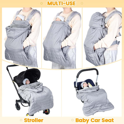 Orzbow Winter Baby Carrier Cover with Detachable Hood, Light Gray