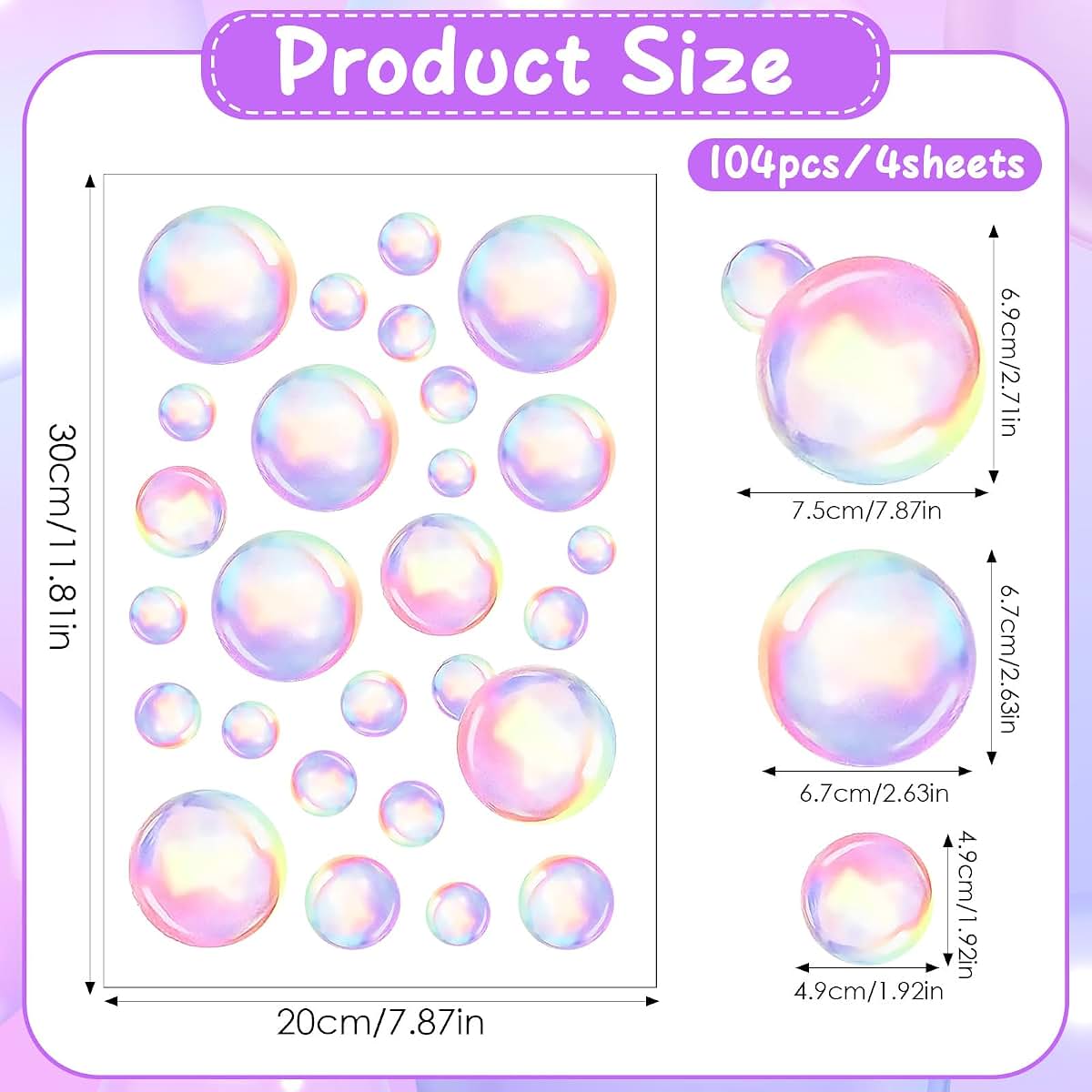 Gsbnjuy Bubble Wall Decals 104-Piece Colorful Ocean Theme Set