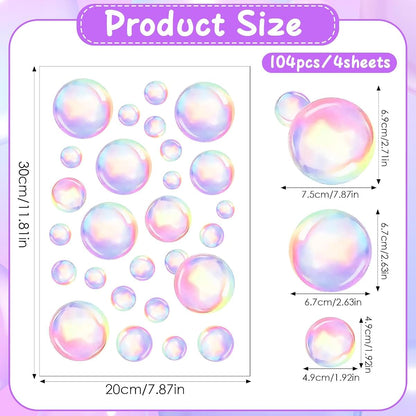 Gsbnjuy Bubble Wall Decals 104-Piece Colorful Ocean Theme Set