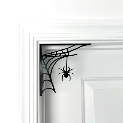 Sanmtang Halloween Spider Web Door Trim with Fake Spiders and Cobwebs, 6.25 Inch PLA Hanging Decor