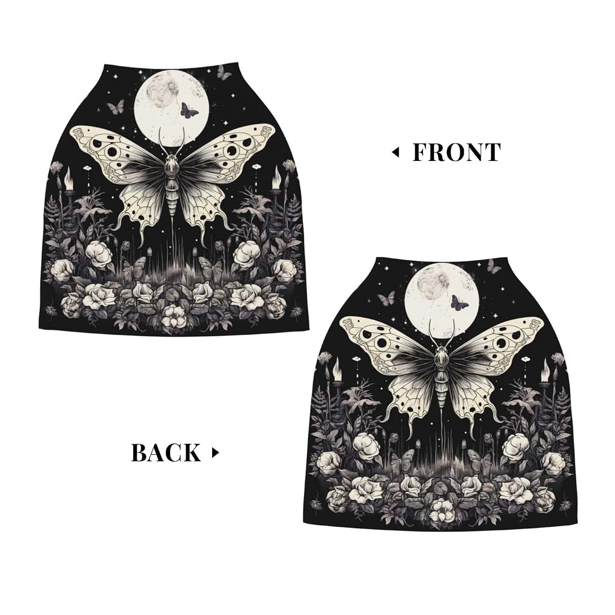 YPPAHHHH Baby Car Seat Cover, Gothic Moth Butterfly Moon Floral Stretchy Canopy