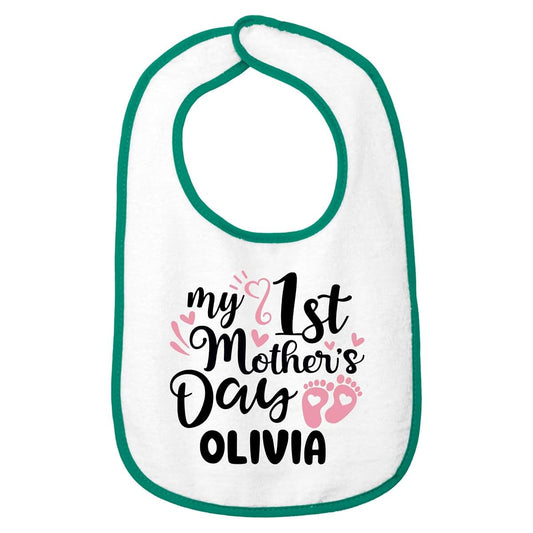 Smiling Jindo Personalized Footprint Baby Bib For Mother’s Day