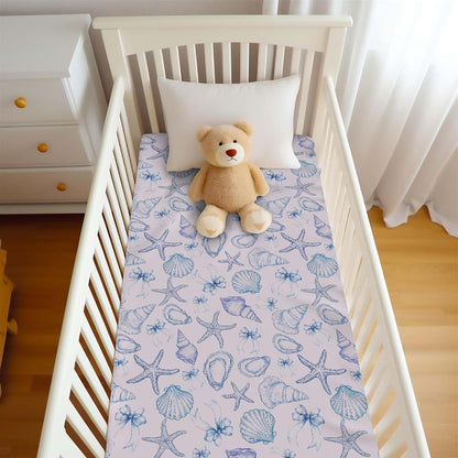 Wicbfdfv Watercolor Sea Shells Bows Fitted Crib Sheet 28"x52" (photo 4)