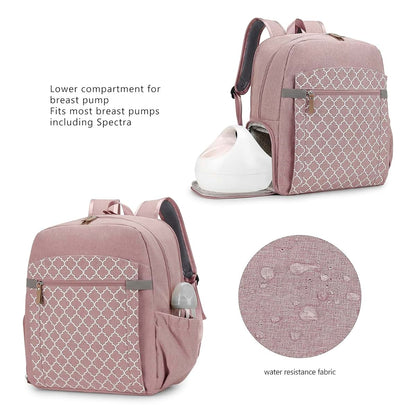 MOMIGO Breast Pump Backpack for Spectra S1 S2, Diaper Bag with Laptop Sleeve, Pink