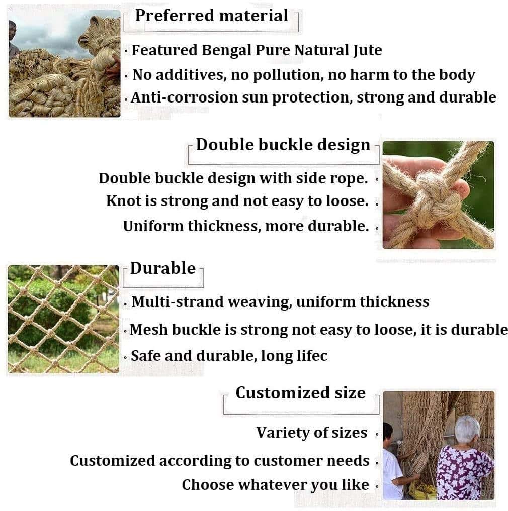 Hynet Safety Net for Stairs, Hemp Rope Netting Balcony Protective Net Tree House Kids Rope Ladder Swing Fence Heavy (photo 4)