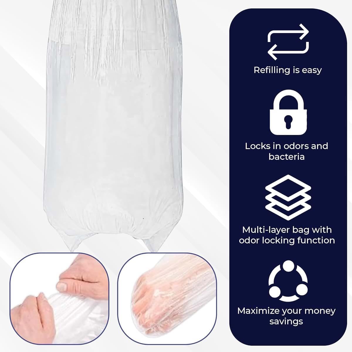 Elvidi 200m Diaper Pail Refill Bag Roll For Universal Disposal Systems (photo 2)