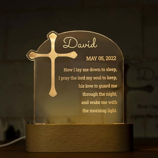 Personalization Lab Baptism Gifts for Girls and Boys, Personalized Night Light with Cross, Nursery Room Decor, Custom