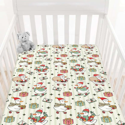 Cstdyfrv Christmas Geese Santa Fitted Crib Mattress Sheet (photo 2)