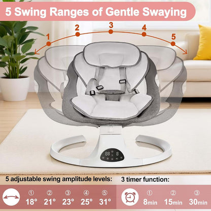 DEAREST BABY Baby Swing for Newborn to Toddler,with Remote Control (Grey)