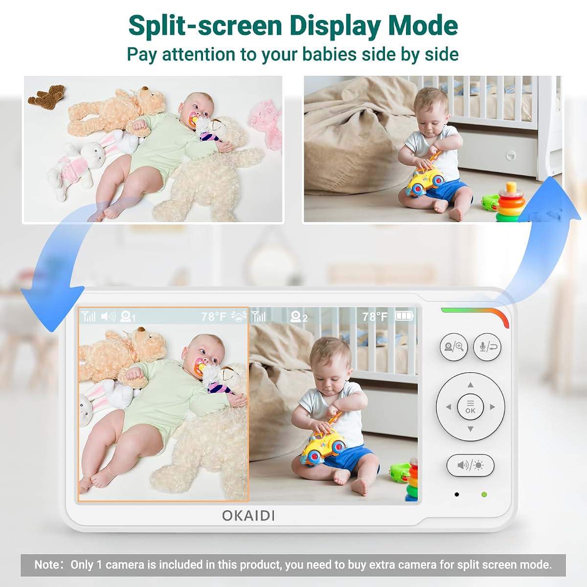 Okaidi 6" Screen Baby Monitor With 2 Cameras